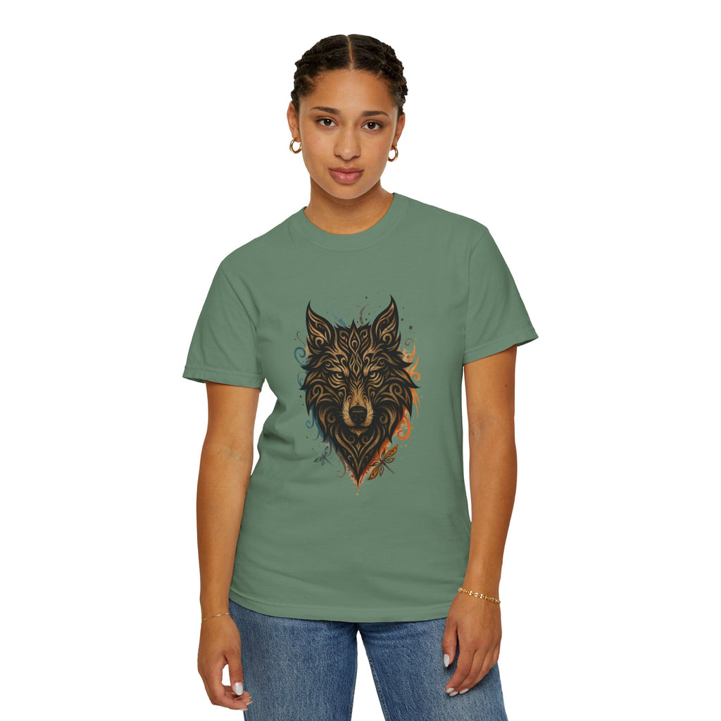 Wolf Head Graphic T-Shirt — Intricate Tribal Wolf Art Tee