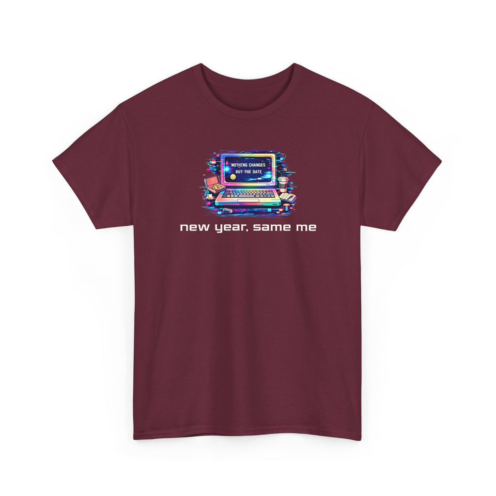 New Year Same Me T‑Shirt — Retro Computer Graphic Tee