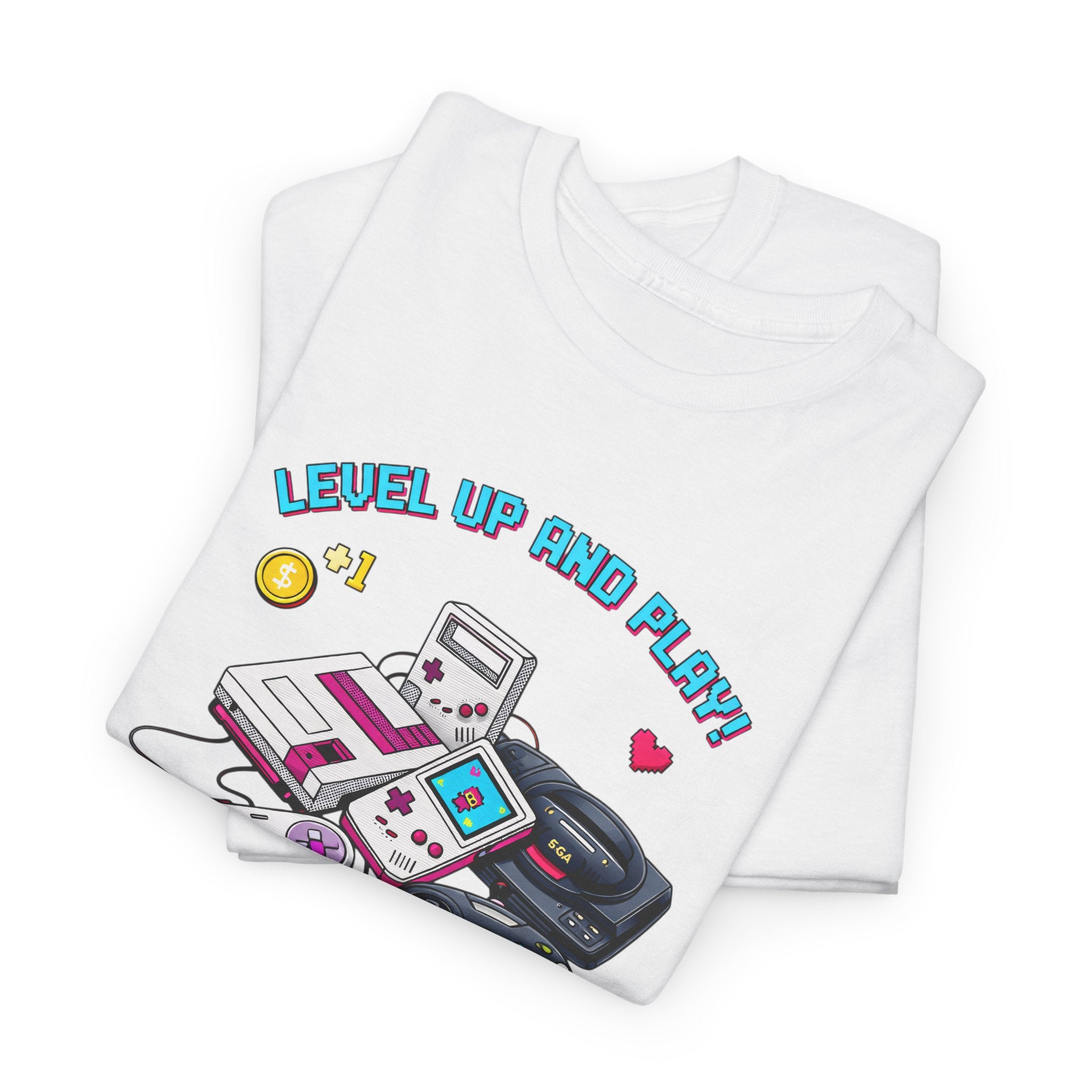 Level Up Retro Gaming T‑Shirt — Vintage Game Console Graphic Tee