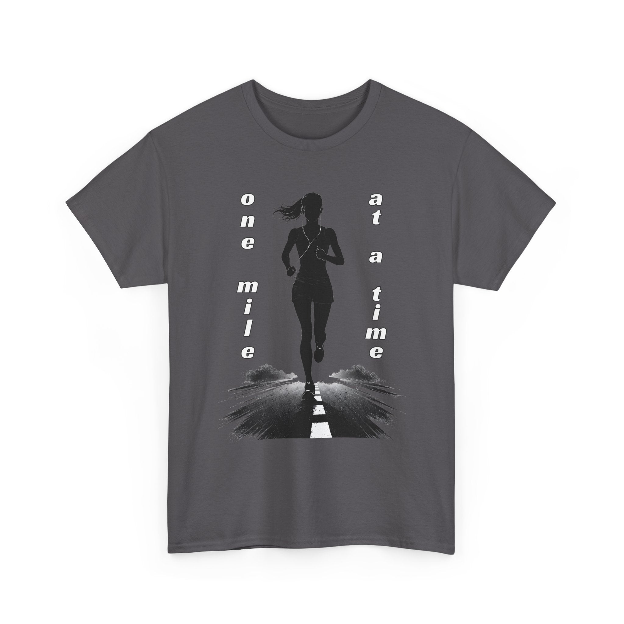 Woman Running Silhouette T‑Shirt – One Mile At A Time Graphic Tee