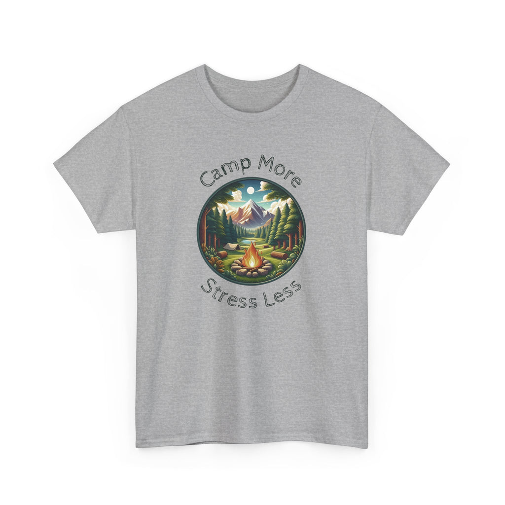 Camp More Stress Less T-Shirt — Outdoor Camping Nature Graphic Tee