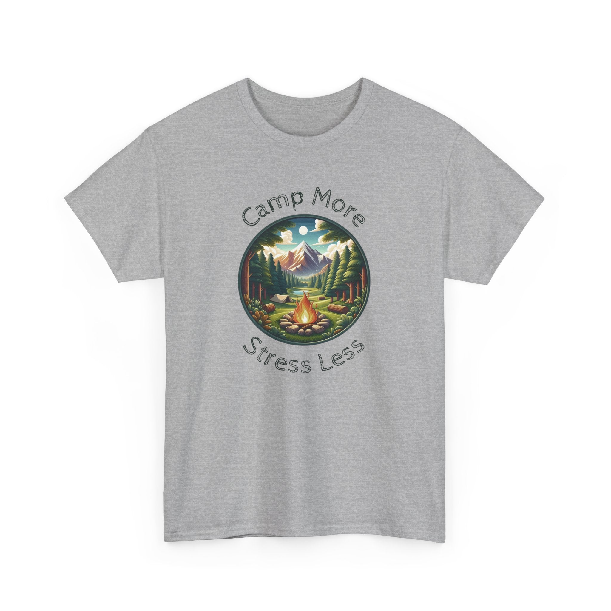 Camp More Stress Less T-Shirt — Outdoor Camping Nature Graphic Tee