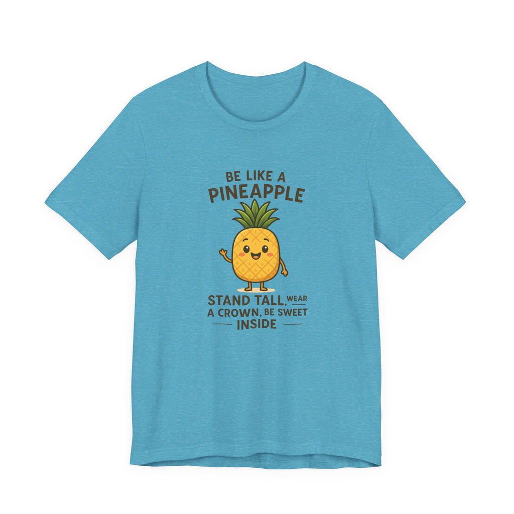 Pineapple Inspirational Tee – "Be Like a Pineapple: Stand Tall, Wear a Crown, Be Sweet Inside"