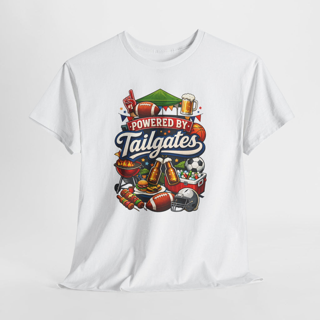 Powered By Tailgates T‑Shirt - Graphic Tee For Sports Fans