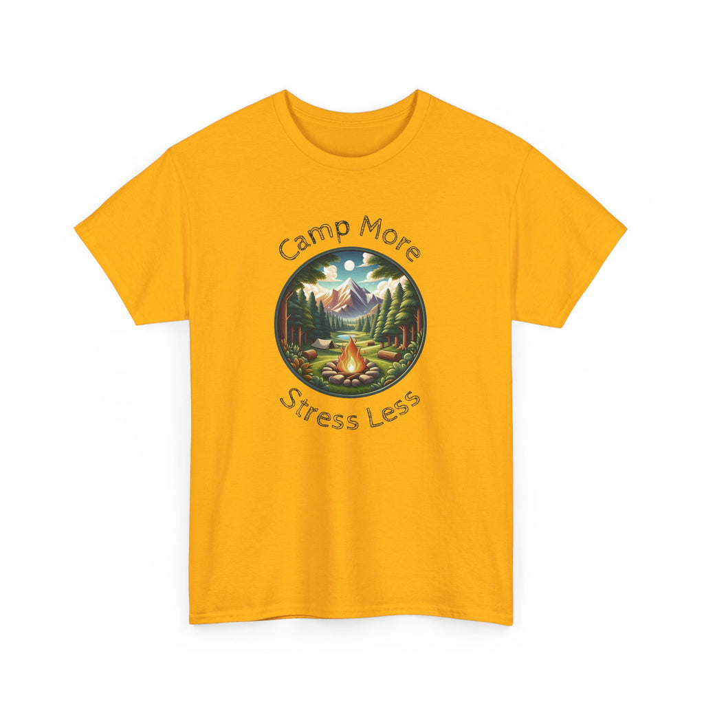 Camp More Stress Less T-Shirt — Outdoor Camping Nature Graphic Tee