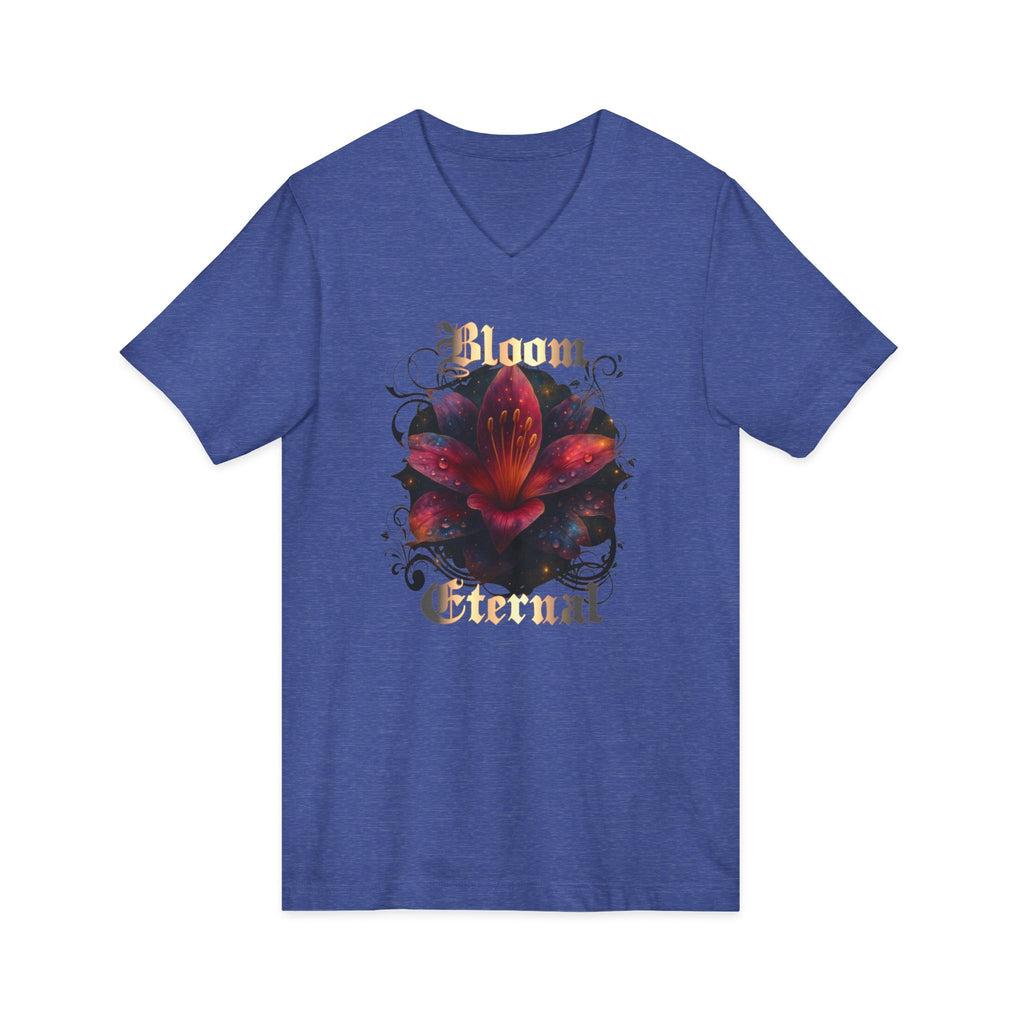 Floral V-Neck Tee — 'Bloom Eternal' Dark Bloom Graphic Shirt