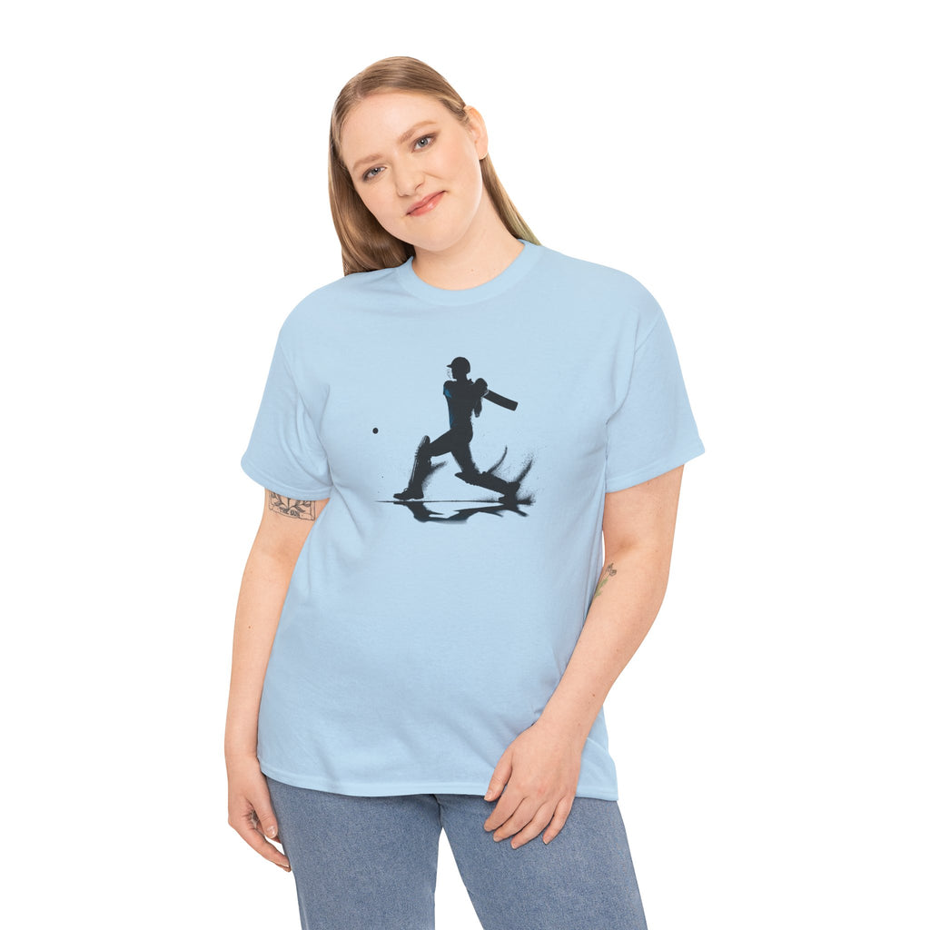 Cricket Silhouette Tee — Batter Hitting Ball Graphic Shirt