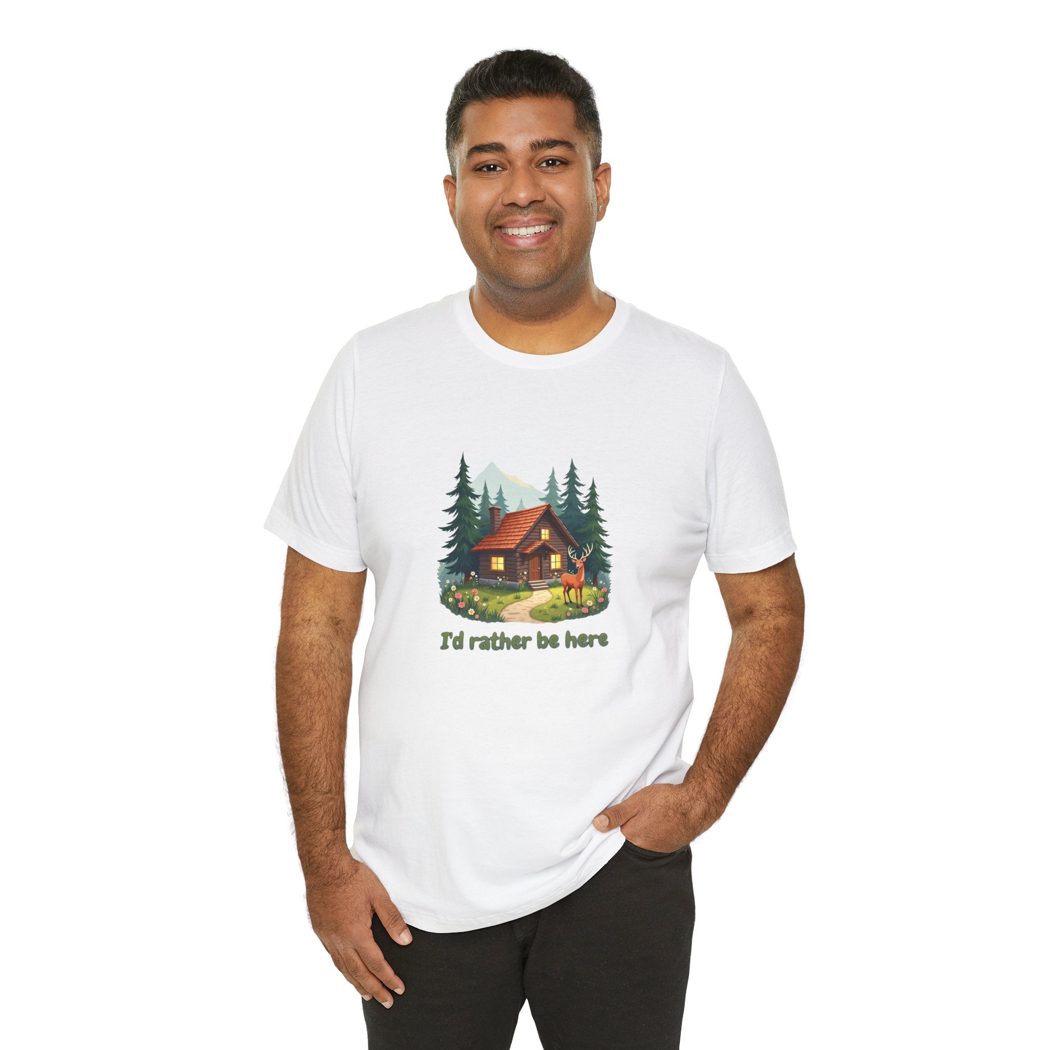 Cabin Escape T-Shirt — 'I'd Rather Be Here' Outdoors Tee
