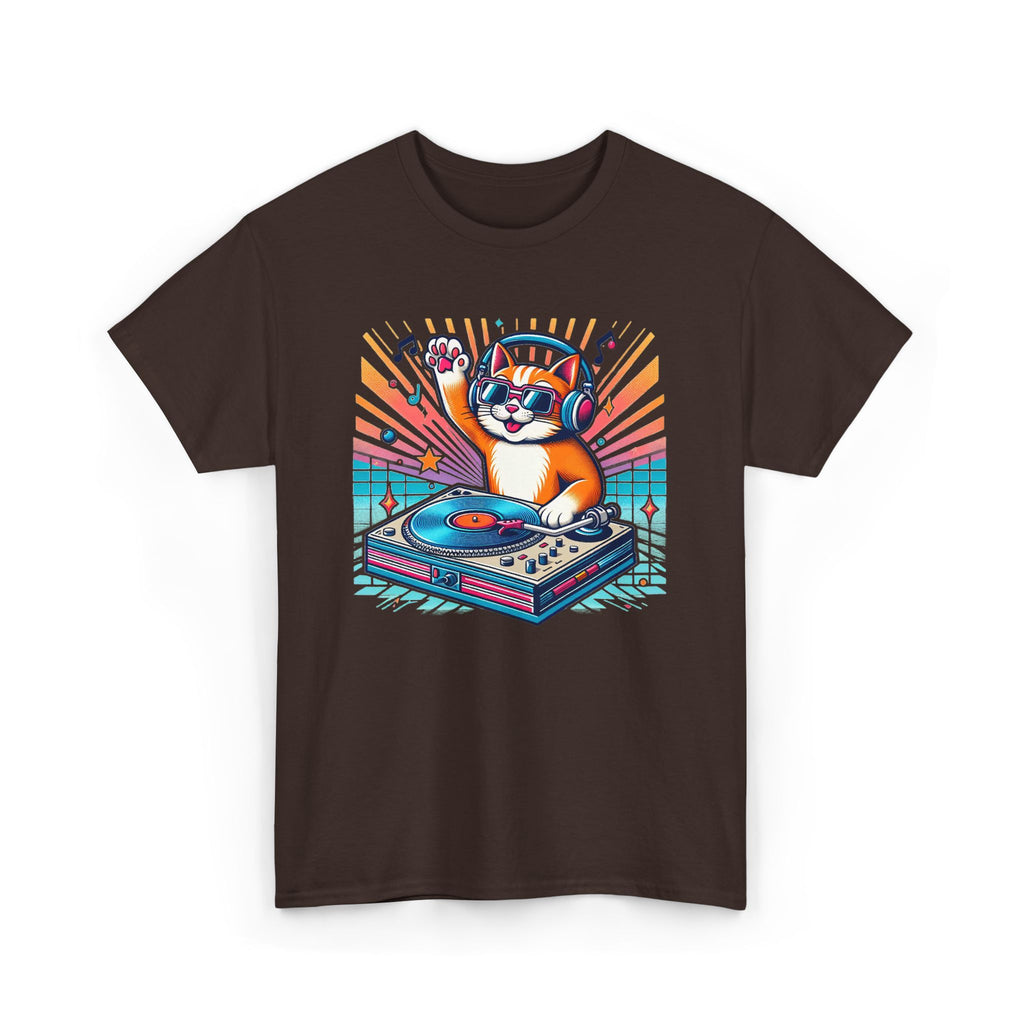 DJ Cat Turntable T-Shirt — Retro Music Cat Graphic Tee
