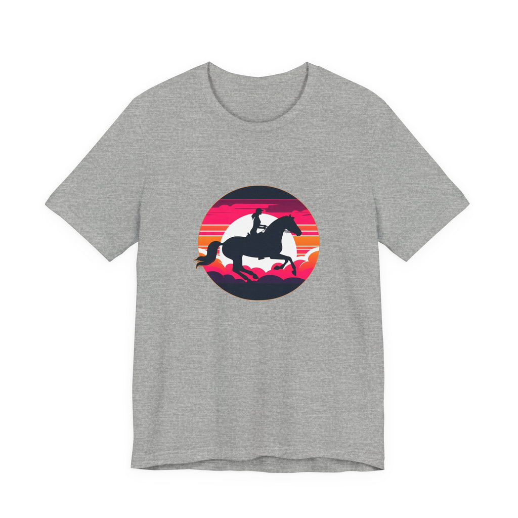Woman Horse Riding Retro Sunset Tee