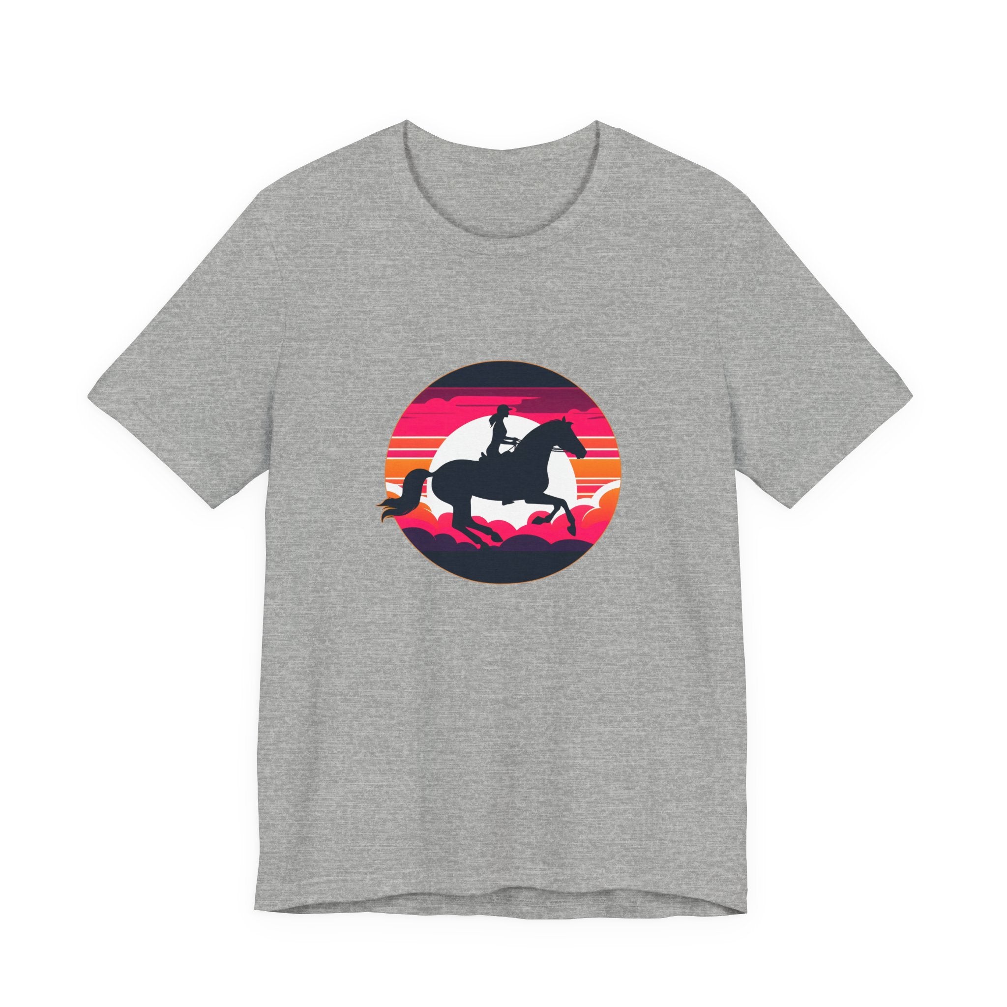 Woman Horse Riding Retro Sunset Tee