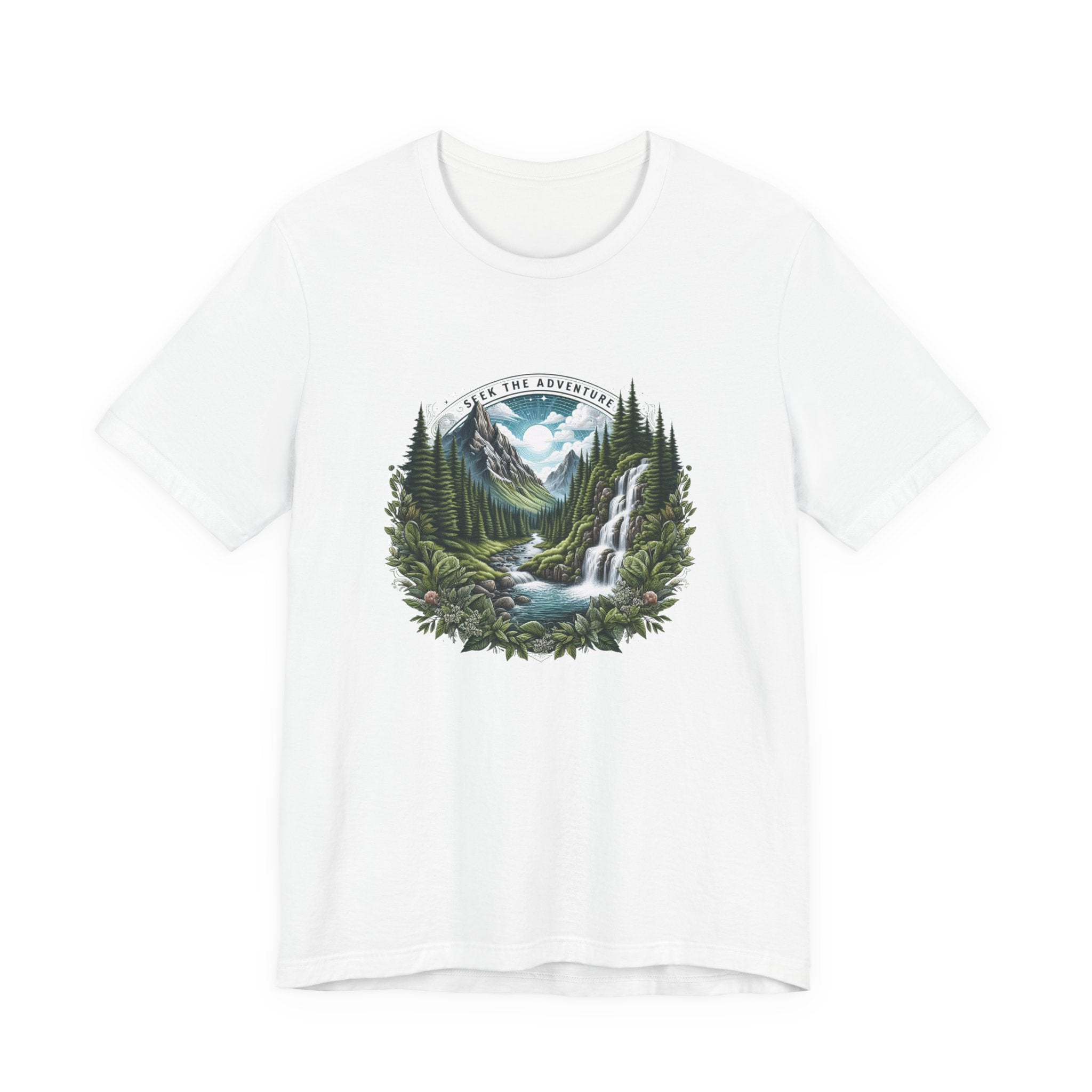 Nature Adventure T-Shirt — Mountain Waterfall Forest Graphic Tee