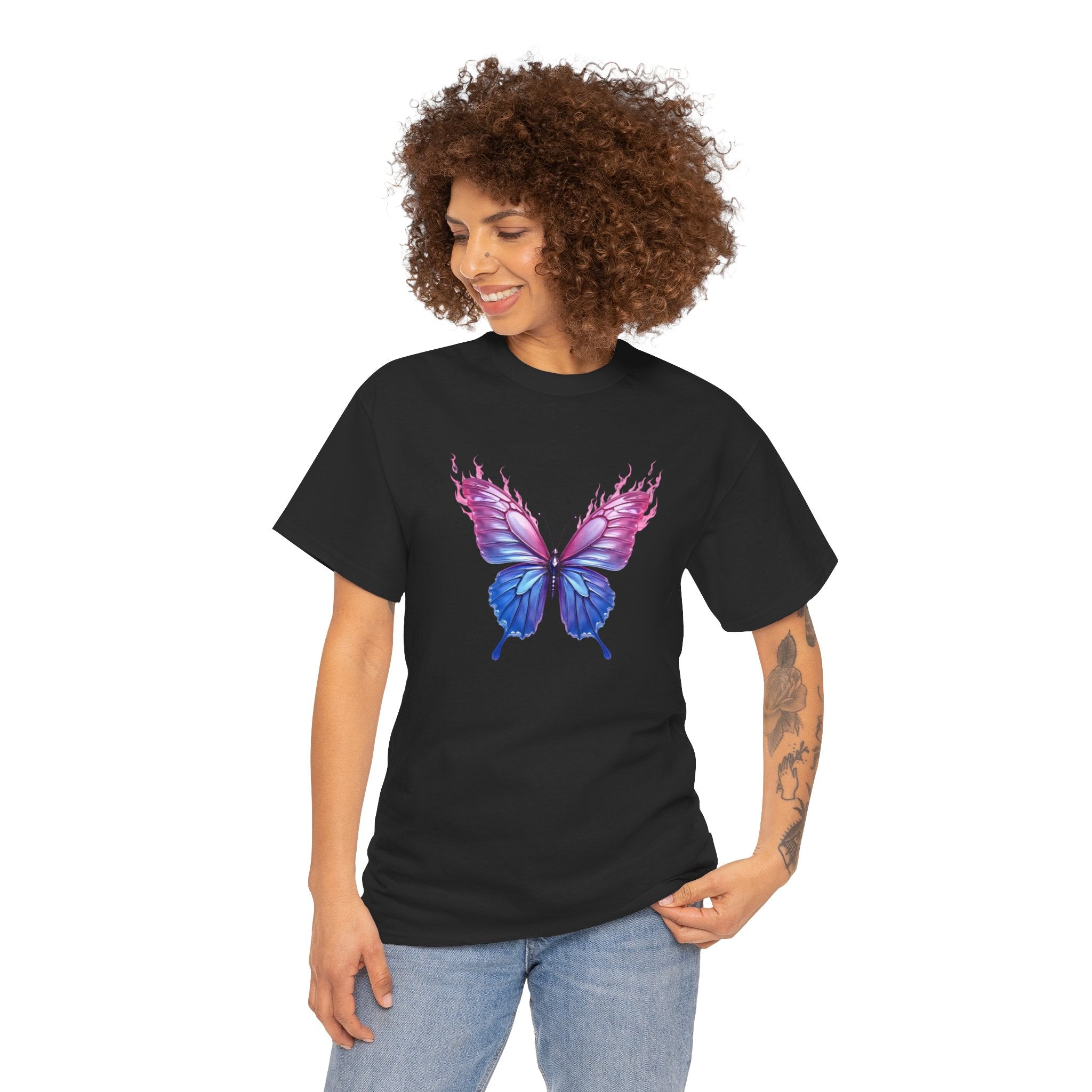 Butterfly Graphic Tee — Pink & Blue Watercolor Butterfly Shirt