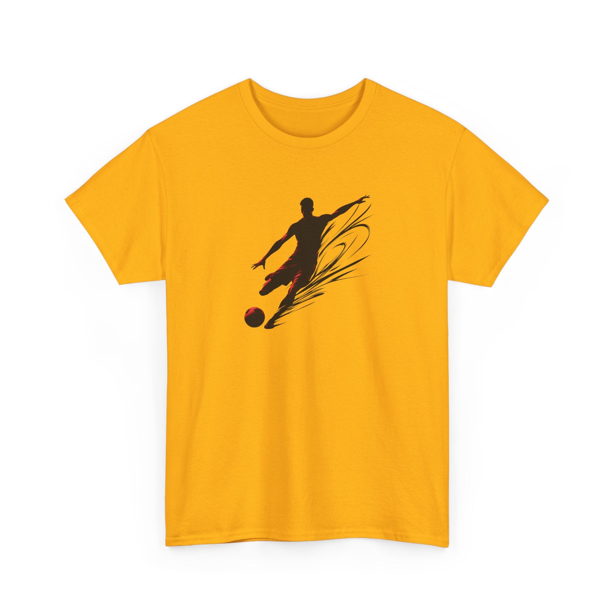 Soccer Player Silhouette Tee — Dynamic Kick Football T-Shirt