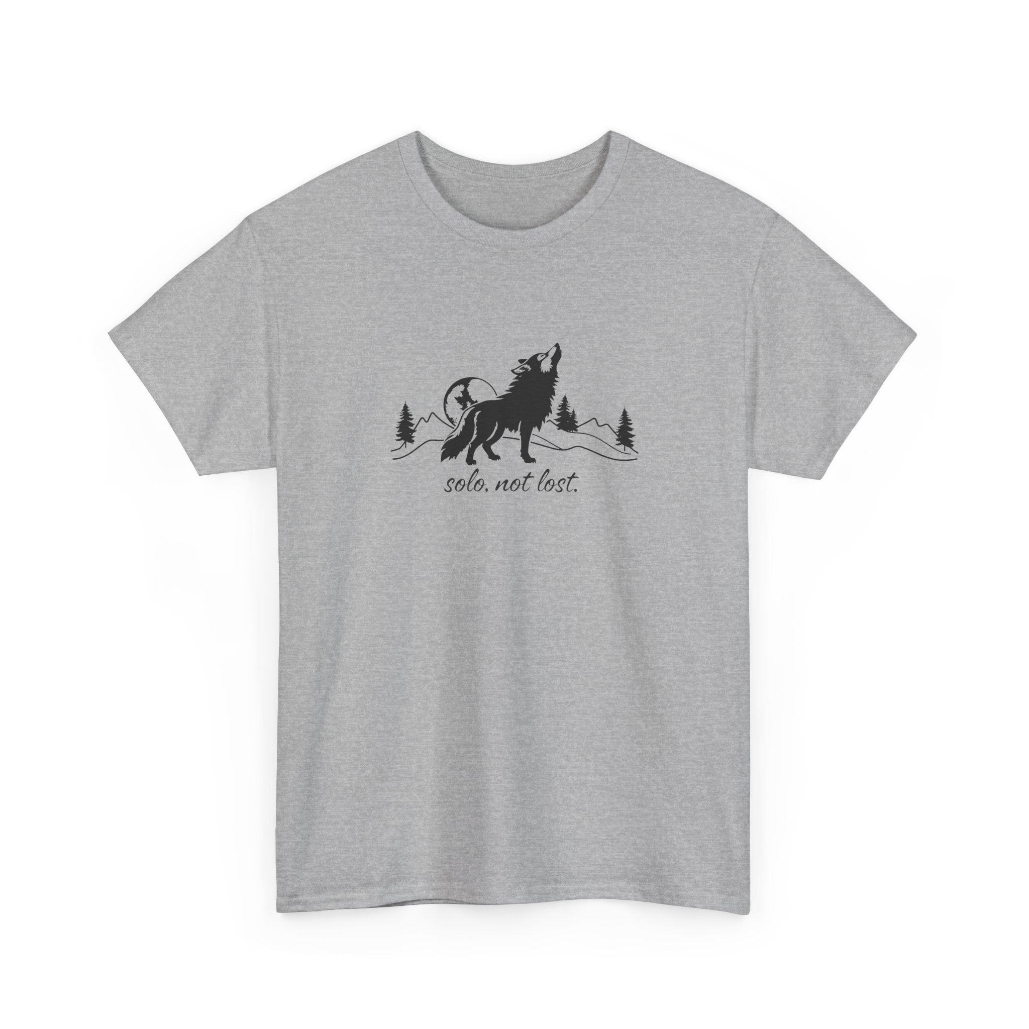 Howling Wolf T-Shirt — 'Solo, Not Lost' Mountain Graphic Tee