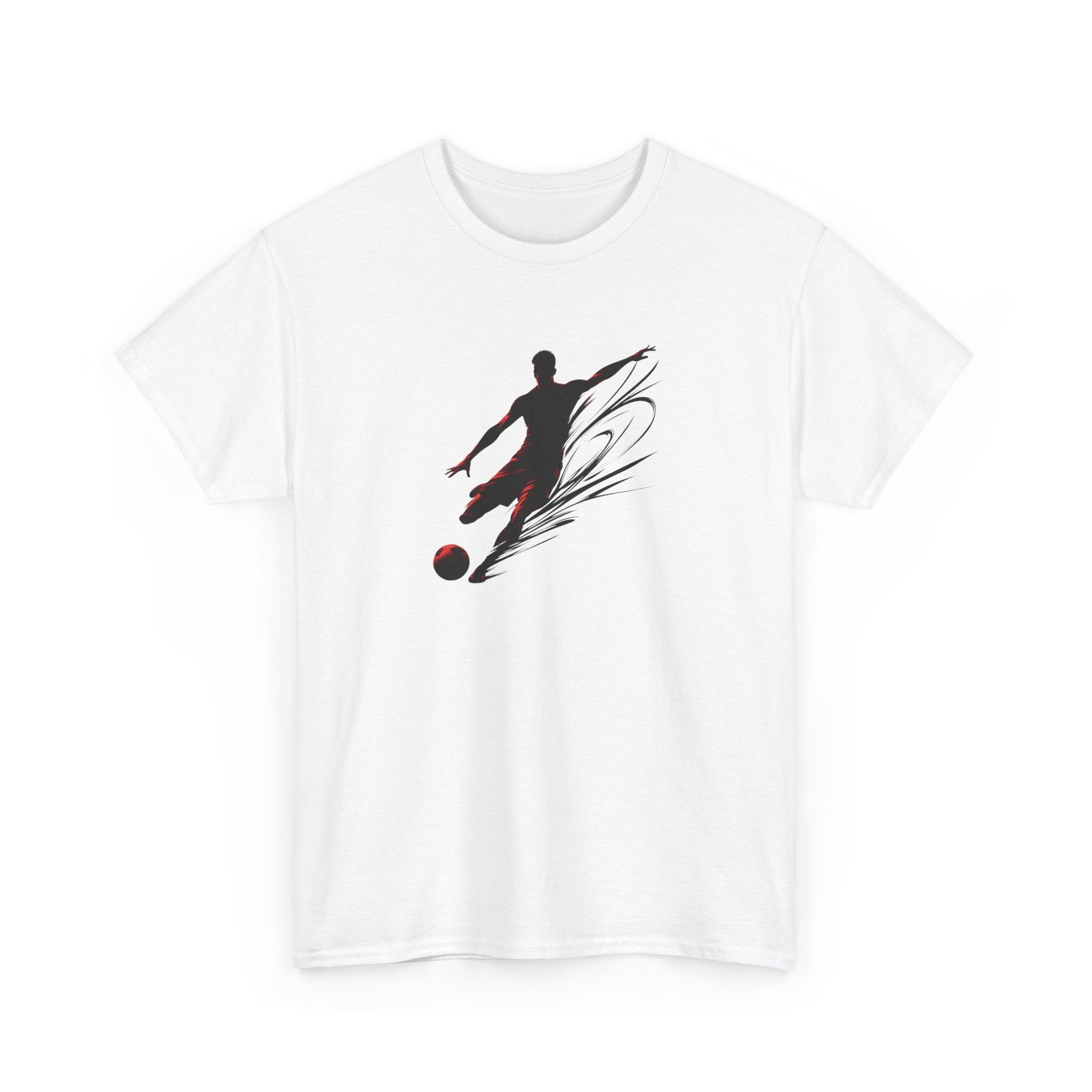 Soccer Player Silhouette Tee — Dynamic Kick Football T-Shirt