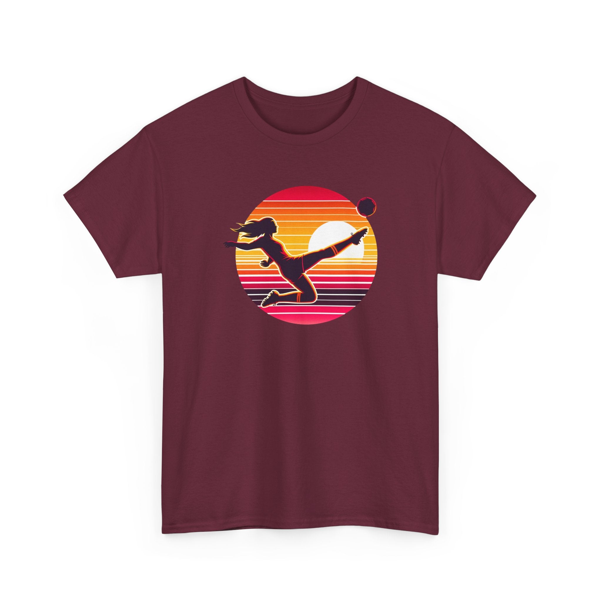 Football Soccer Silhouette Tee — Retro Sunset Football T-Shirt