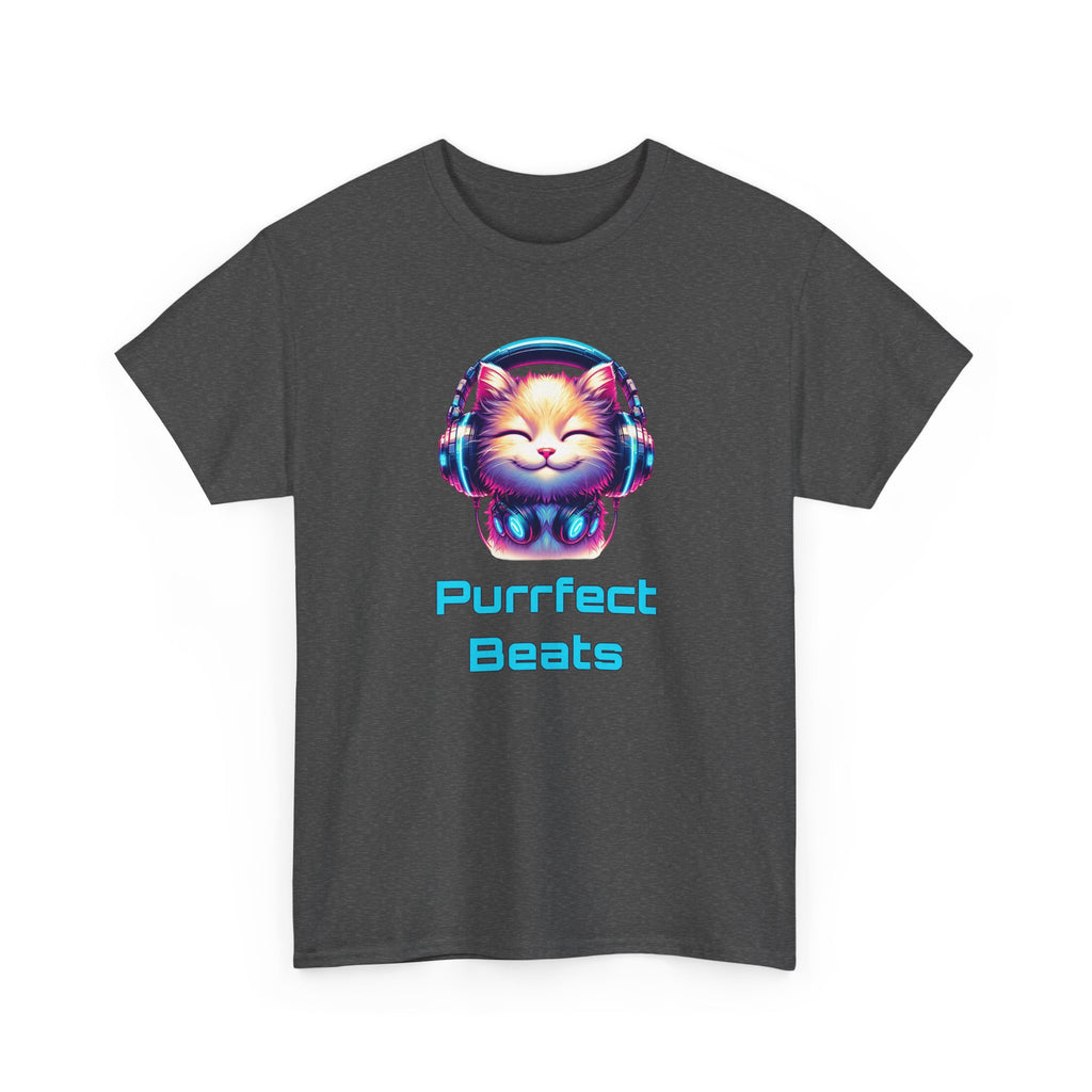 T-Shirt — "Purrfect Beats" Cat DJ Graphic Tee