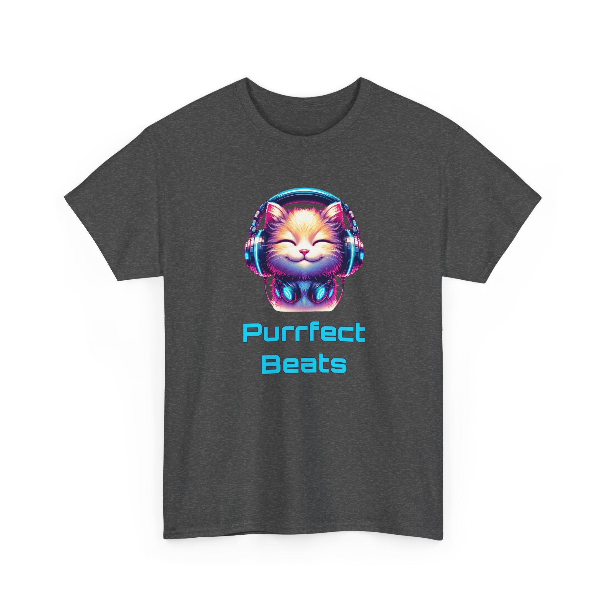 T-Shirt — "Purrfect Beats" Cat DJ Graphic Tee