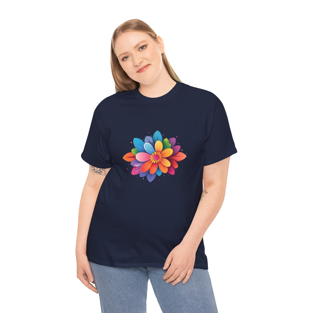 Colorful Layered Flower T-Shirt — Bright Floral Graphic Tee