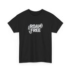 Roam Free T-Shirt — Outdoor Adventure Tee with Boot Print Graphic