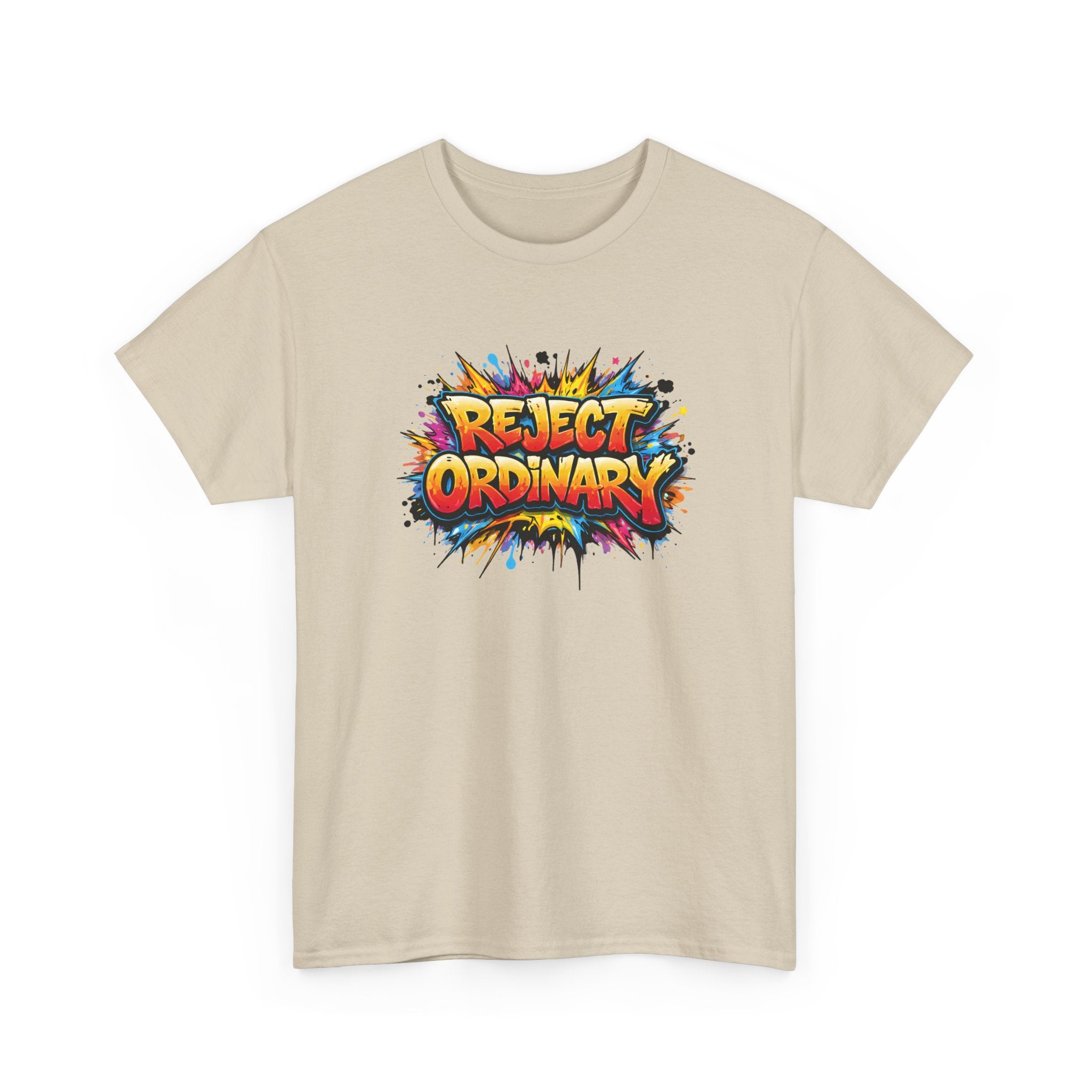 Reject Ordinary T-Shirt — Bold Colorful Graphic Tee for Creative Rebels