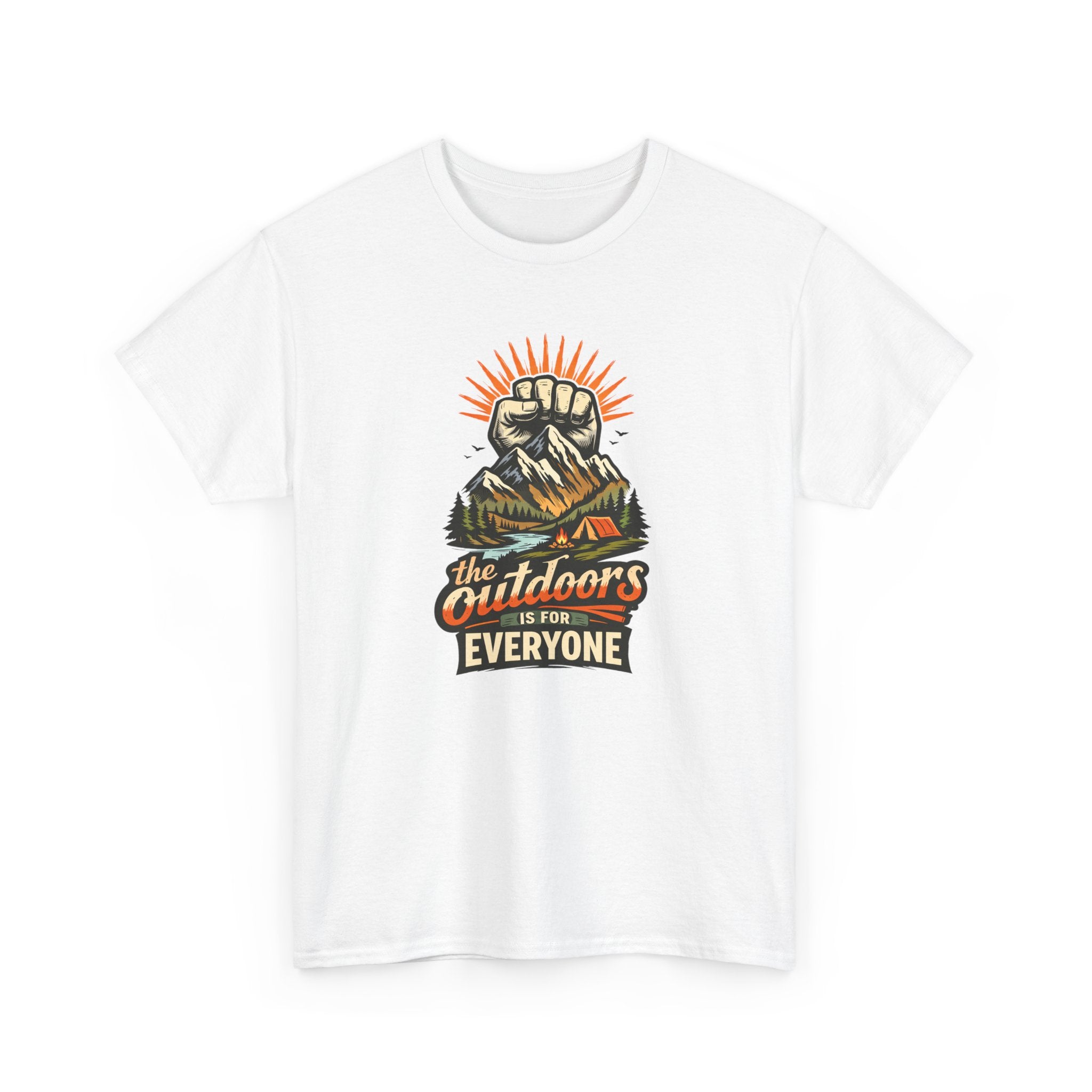 Outdoors for Everyone T-Shirt — Vintage Mountain Fist Camping Tee