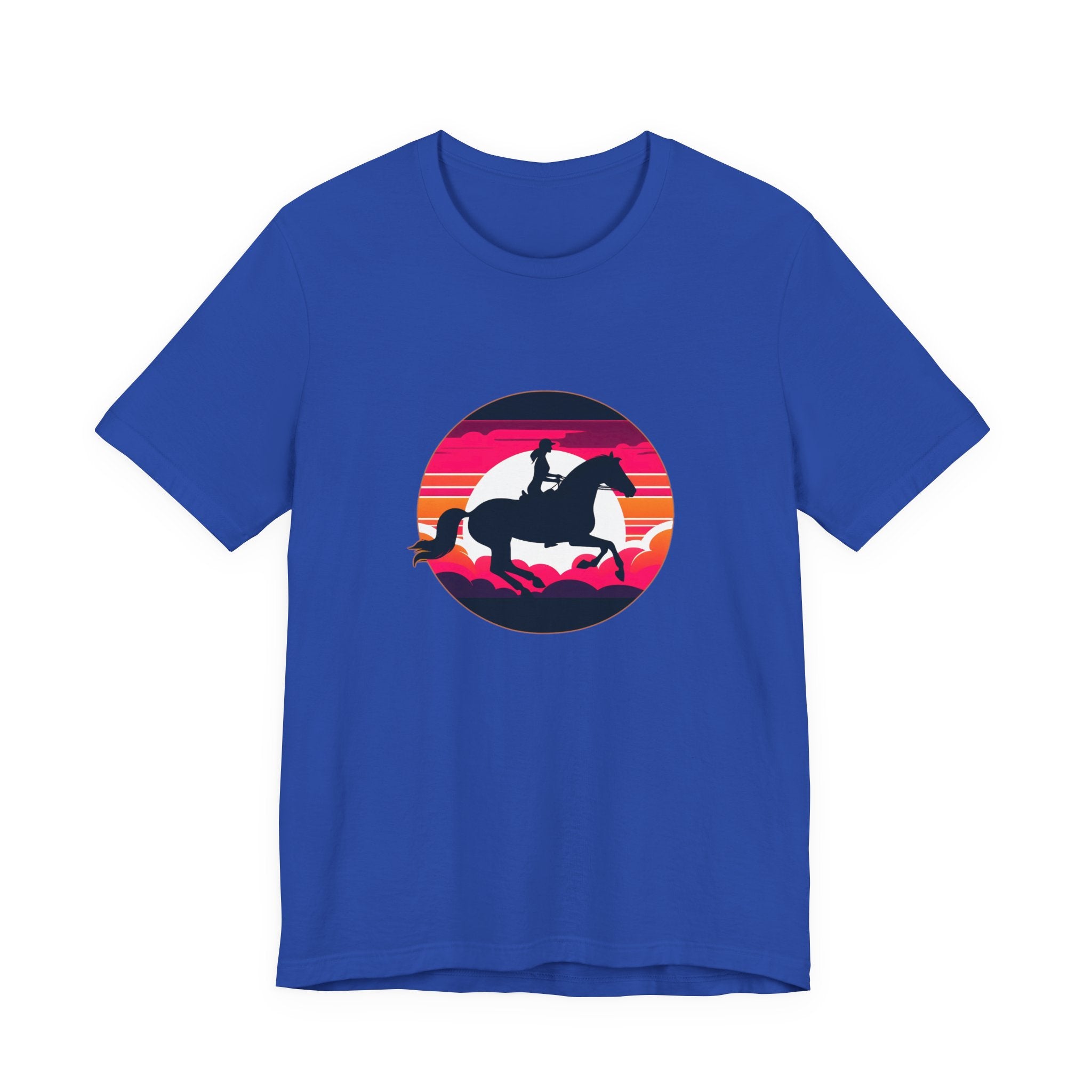 Woman Horse Riding Retro Sunset Tee