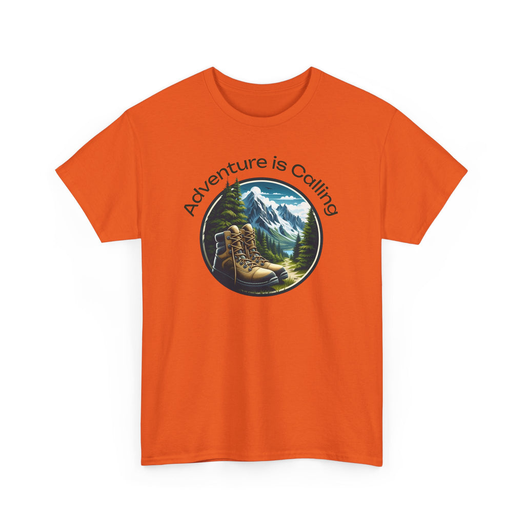 Adventure Is Calling Hiking T‑Shirt — Mountain Boots Outdoor Tee