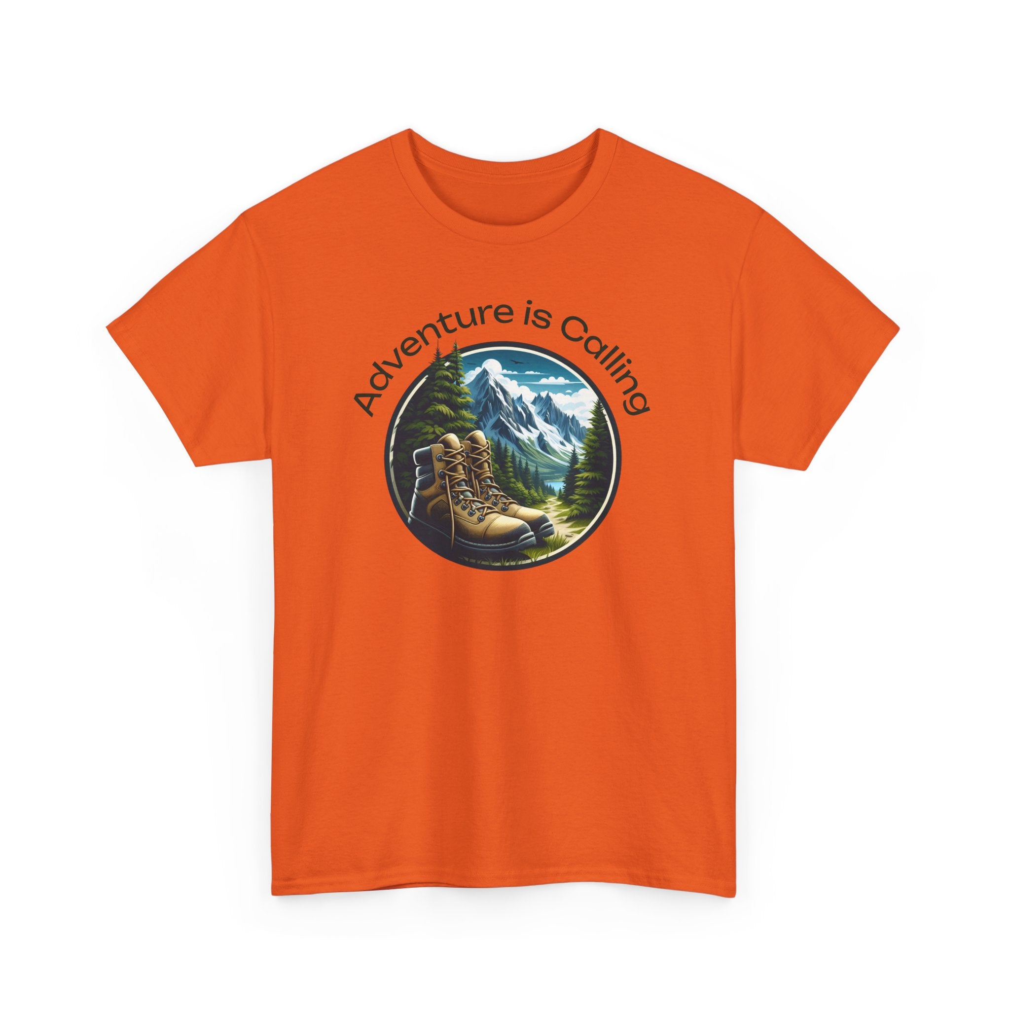 Adventure Is Calling Hiking T‑Shirt — Mountain Boots Outdoor Tee