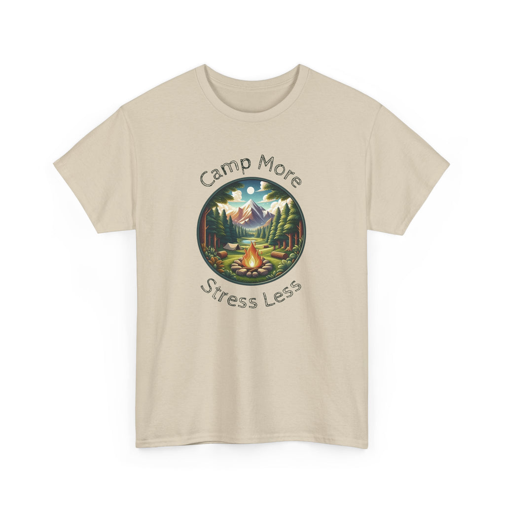 Camp More Stress Less T-Shirt — Outdoor Camping Nature Graphic Tee