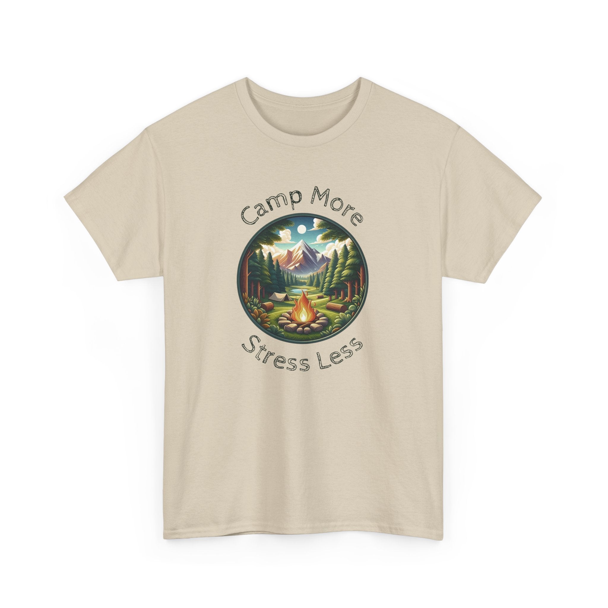 Camp More Stress Less T-Shirt — Outdoor Camping Nature Graphic Tee
