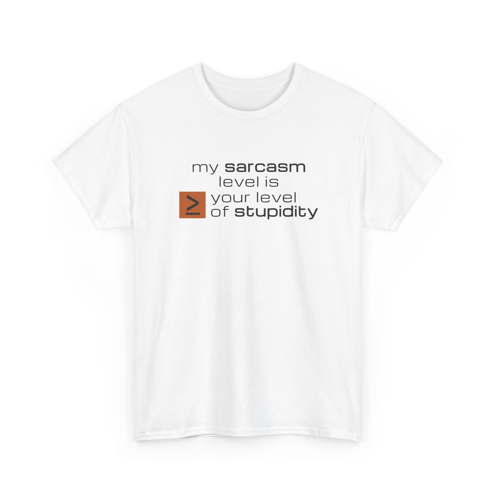 Sarcastic Humor T‑Shirt - My Sarcasm Level Is Greater Than Equal To Your Level of Stupidity