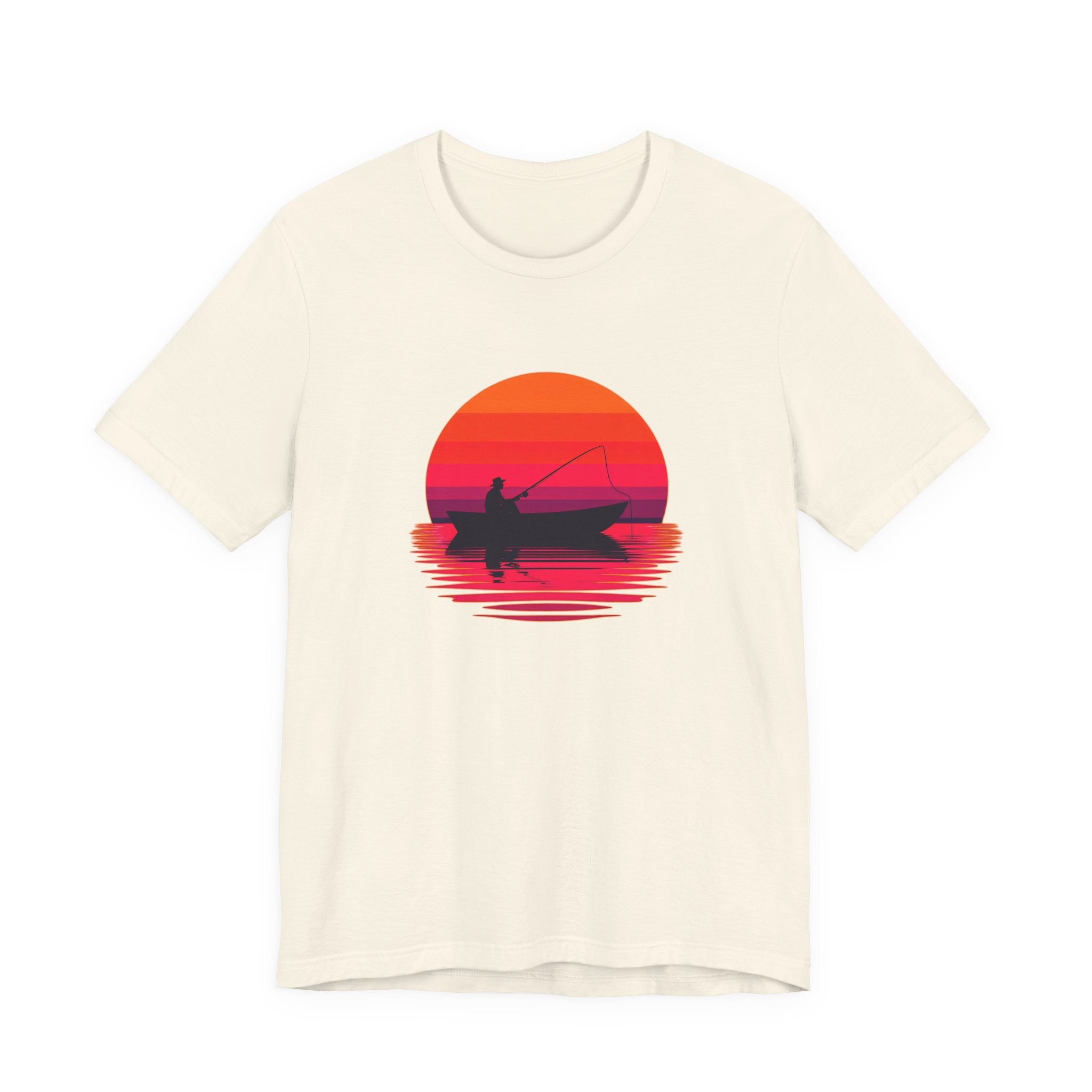 Fishing Sunset T‑Shirt — Retro Sunset Fisherman Boat Tee