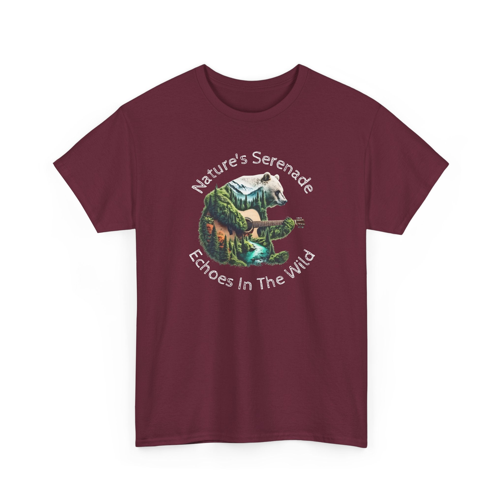 Nature’s Serenade T-Shirt — ‘Echoes in the Wild’ Guitar Bear Graphic Tee