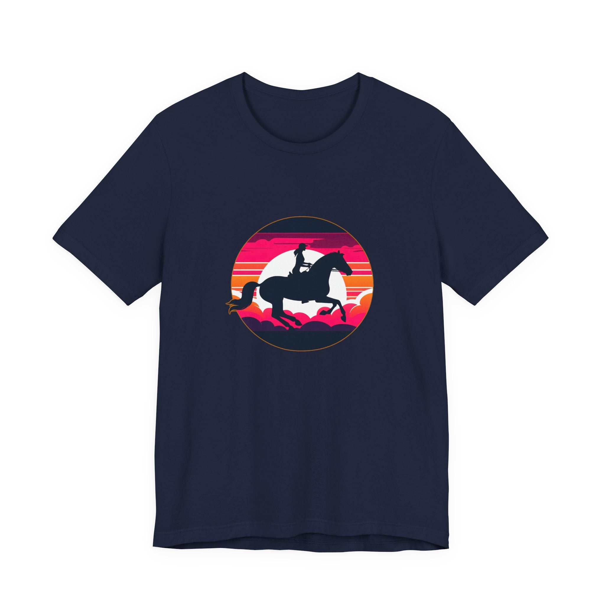 Woman Horse Riding Retro Sunset Tee