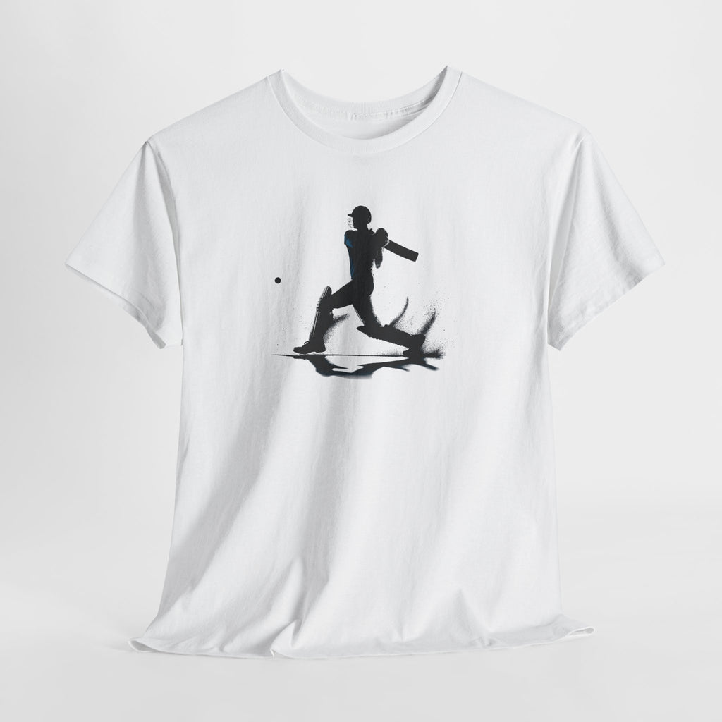 Cricket Silhouette Tee — Batter Hitting Ball Graphic Shirt