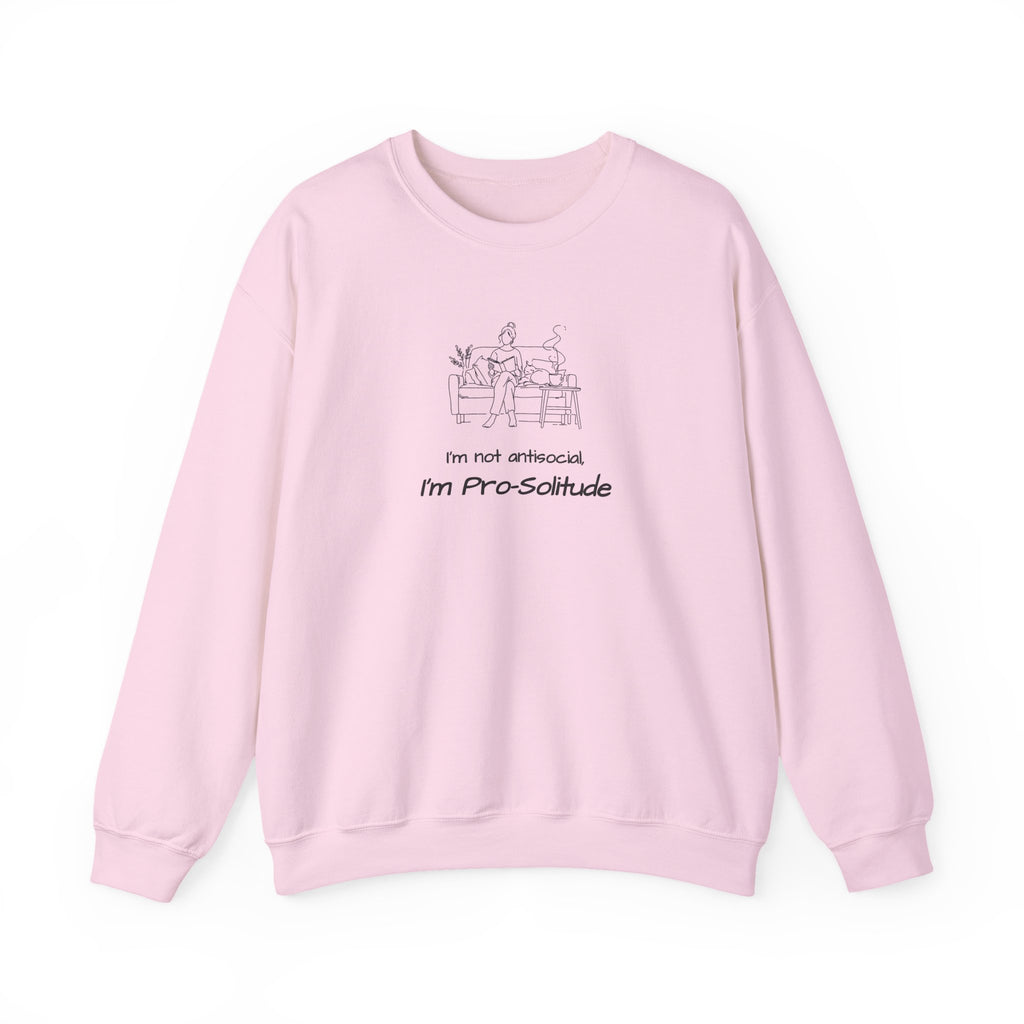 Crewneck Sweatshirt — “I’m Not Antisocial, I’m Pro-Solitude” Minimal Introvert Illustration