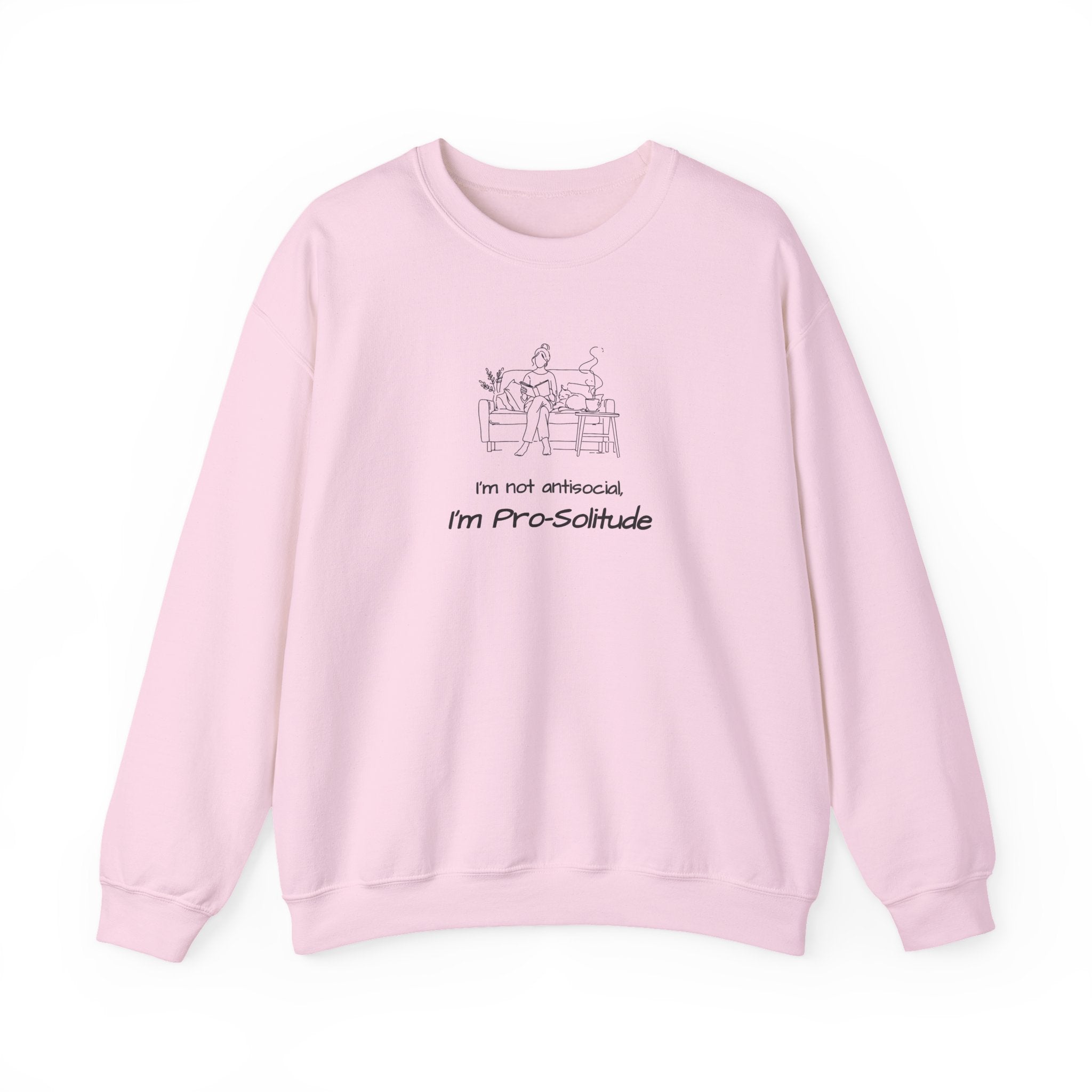 Crewneck Sweatshirt — “I’m Not Antisocial, I’m Pro-Solitude” Minimal Introvert Illustration