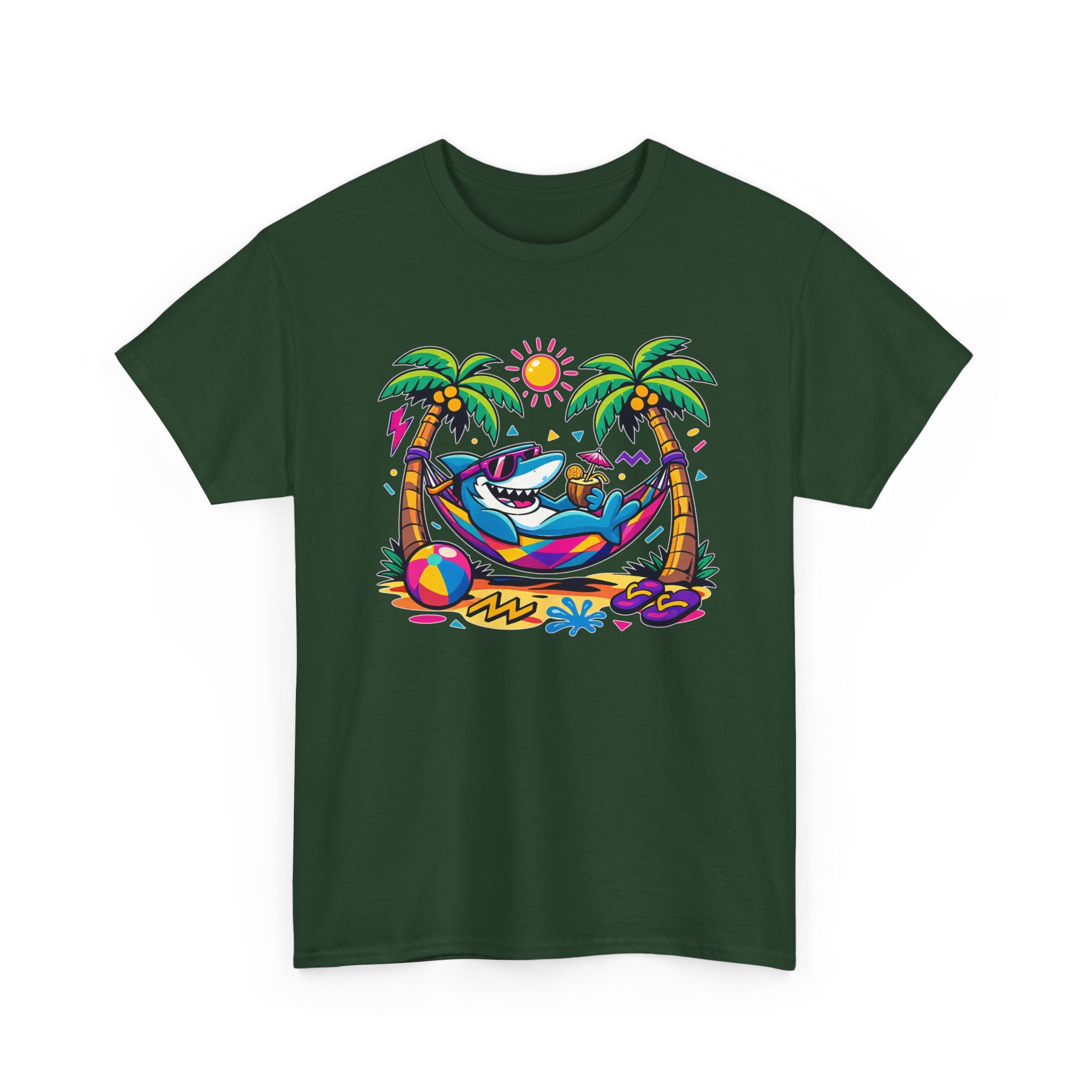 Beach Shark Hammock T‑Shirt — Tropical Summer Vibes Graphic Tee