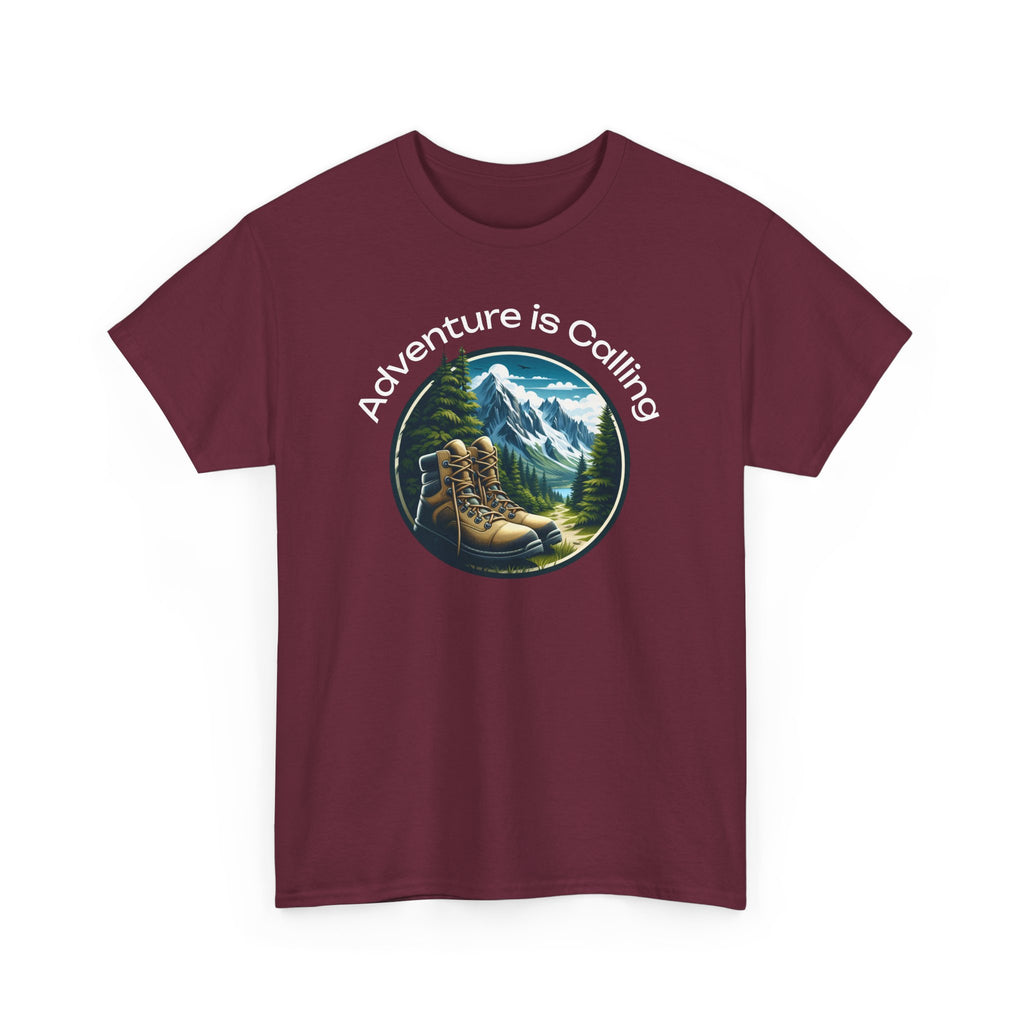 Adventure Is Calling Hiking T‑Shirt — Mountain Boots Outdoor Tee