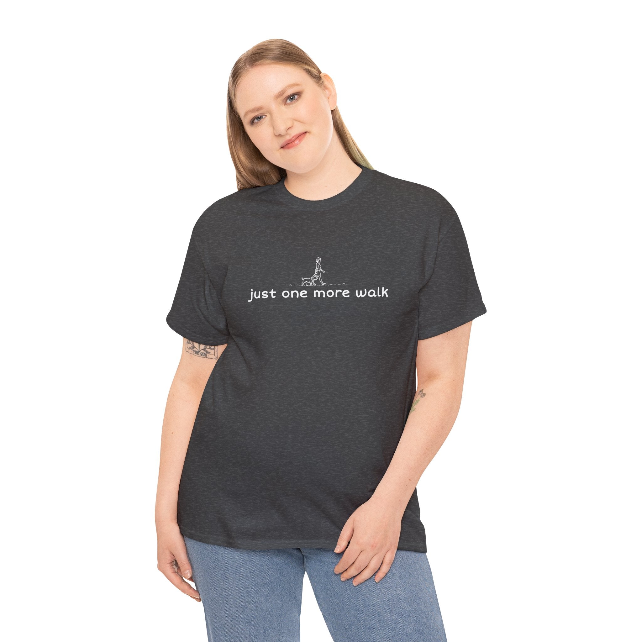 “just one more walk” Minimal Dog Walking Tee For Her