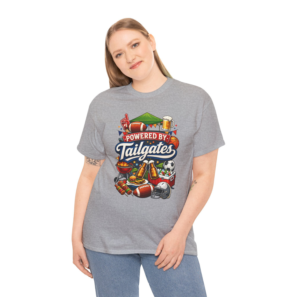 Powered By Tailgates T‑Shirt - Graphic Tee For Sports Fans