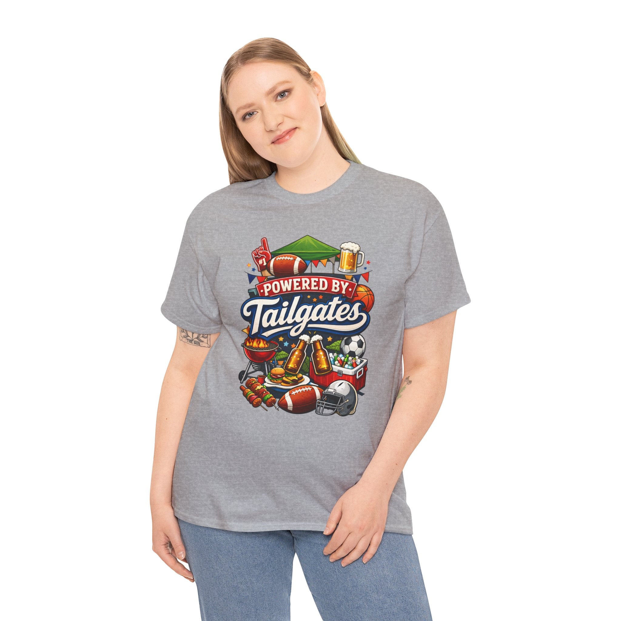Powered By Tailgates T‑Shirt - Graphic Tee For Sports Fans