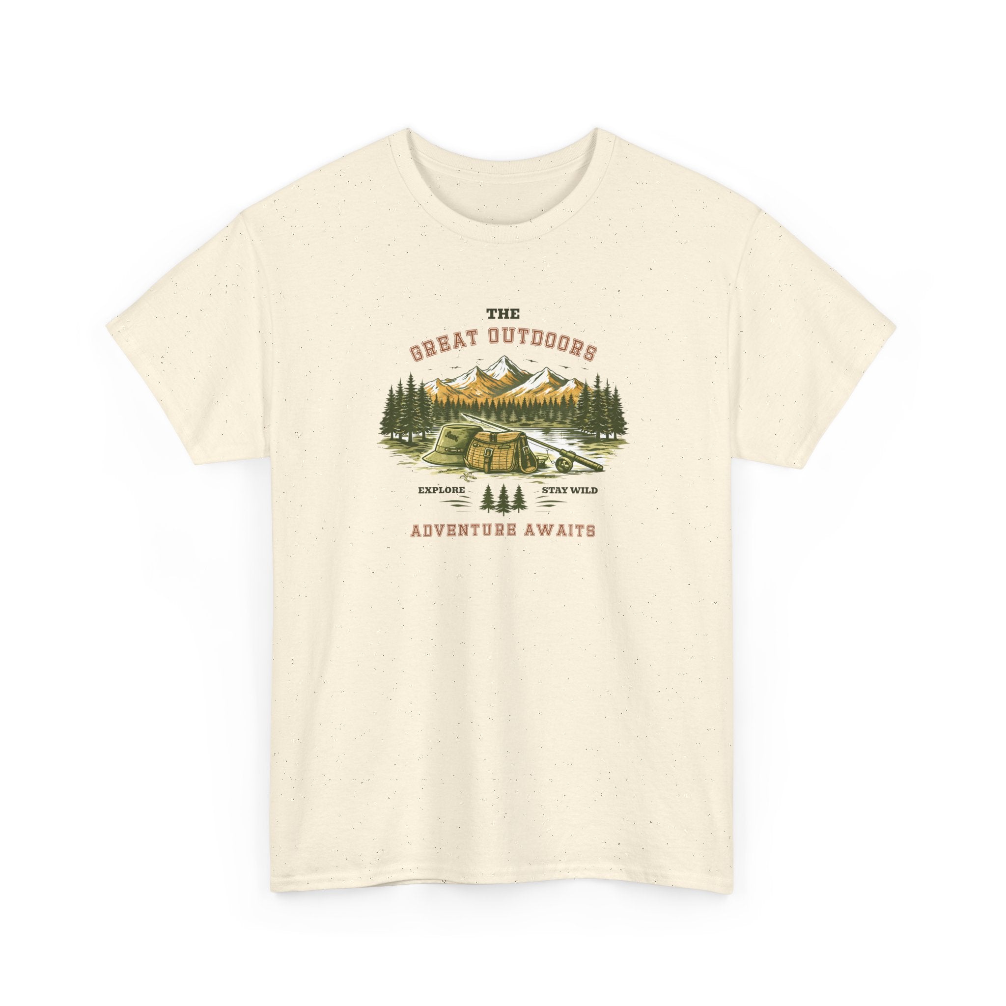 Fishing Camping T-Shirt — "The Great Outdoors: Adventure Awaits" Graphic Tee