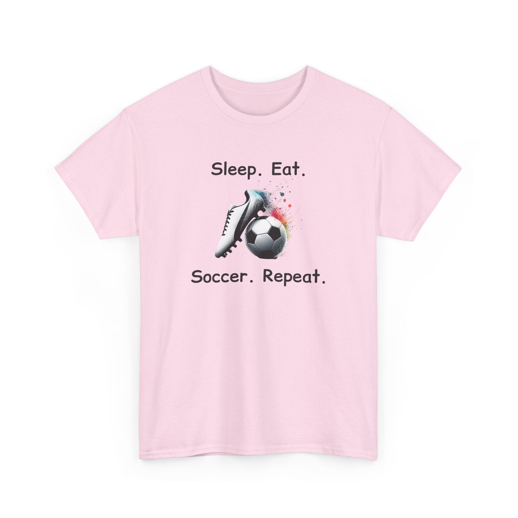 Soccer T-Shirt — "Sleep. Eat. Soccer. Repeat." Youth & Adult Crew Tee