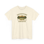 Adventure Awaits T-Shirt — Vintage Mountain Canoe Graphic Tee