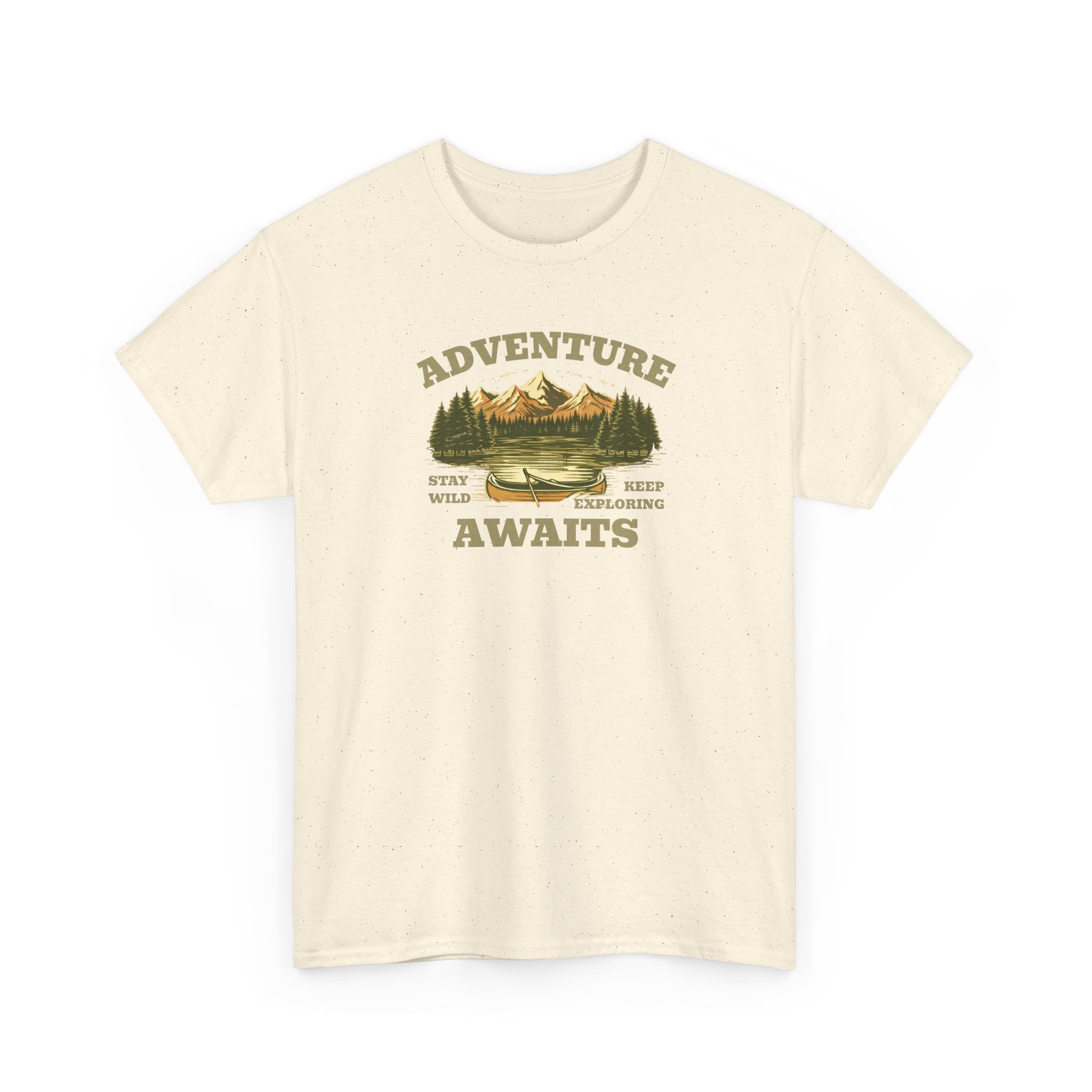Adventure Awaits T-Shirt — Vintage Mountain Canoe Graphic Tee