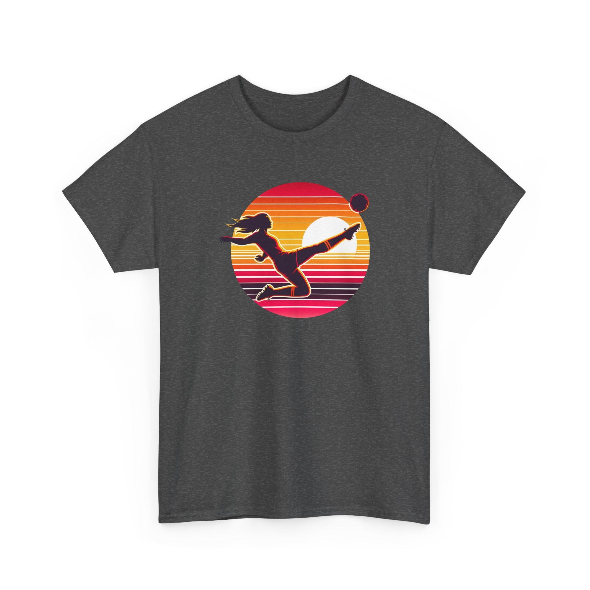 Football Soccer Silhouette Tee — Retro Sunset Football T-Shirt