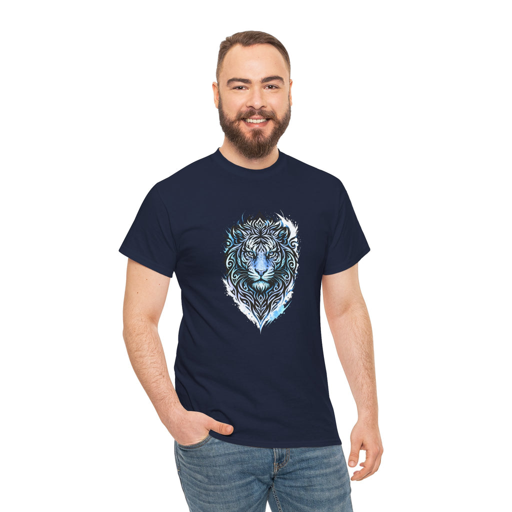 Tiger T-Shirt — Intricate Blue And White Tiger Graphic Tee